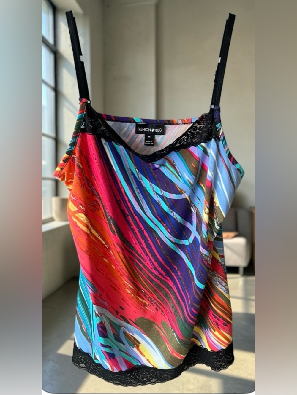 Fashion Bug Artsy Multicolor Striped Cami with Lace Trim